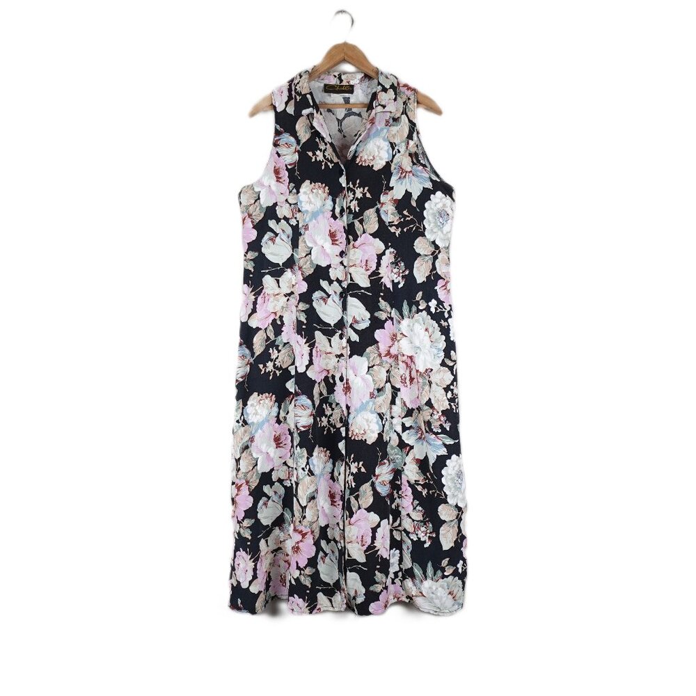 Vintage Chablis Floral Sleeveless Midi Dress Size 15/16 Made in Canada